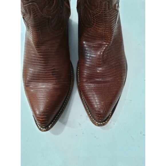 Mens Western Reptile skin cowboy boots SZ 10 brown Point toe made USA Los Altos - Picture 7 of 12